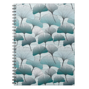 Gingko Biloba nahtlos blaue Farbmuster. Notizblock