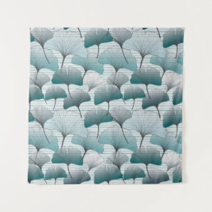 Gingko Biloba nahtlos blaue Farbmuster. Wandteppich