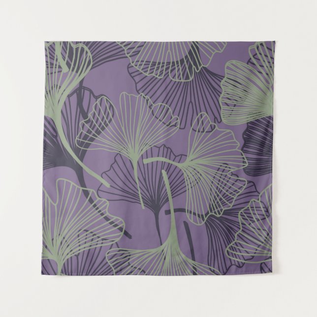 Gingko Biloba nahtlos Muster. Abstrakt Vintag Wandteppich (Vorderseite)