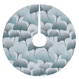 Gingko biloba, nahtloses blaues Muster. Polyester Weihnachtsbaumdecke