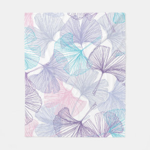 Gingko Biloba Rose Quartz Muster Fleecedecke