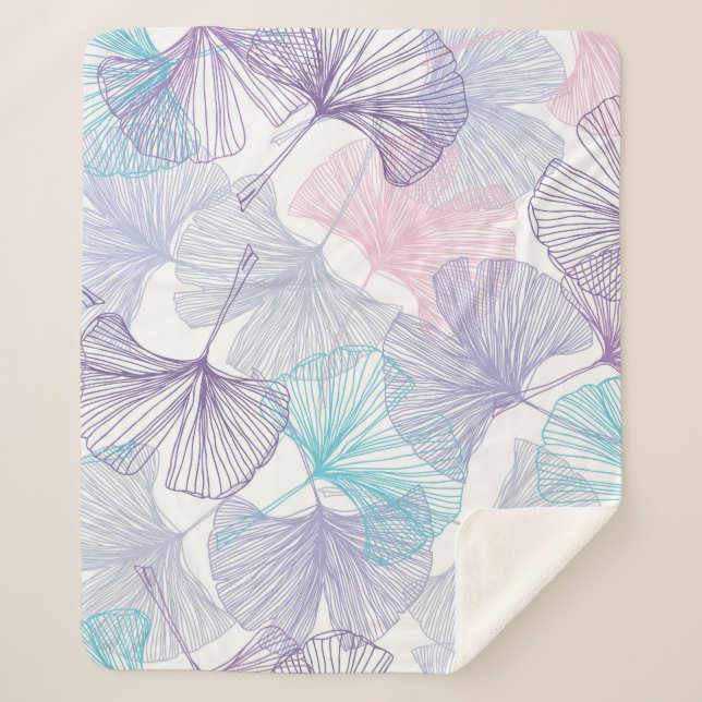 Gingko Biloba Rose Quartz Muster Sherpadecke (Vorderseite)