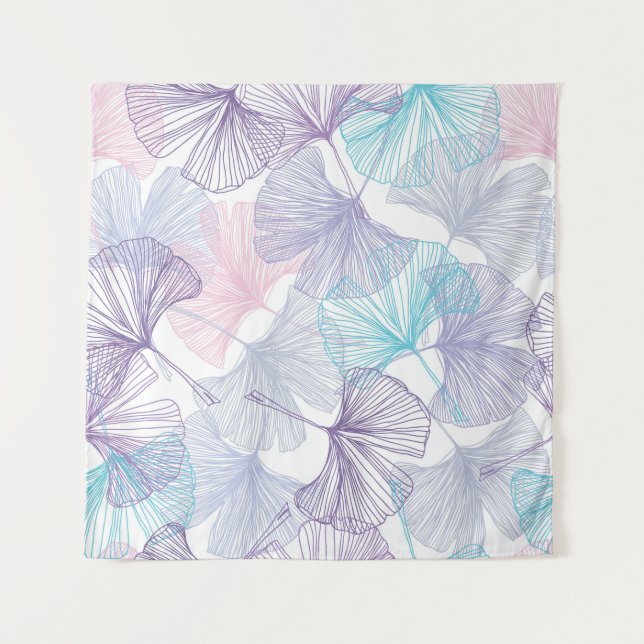 Gingko Biloba Rose Quartz Muster Wandteppich (Vorderseite)