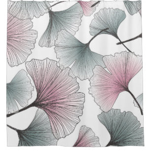 Gingko Biloba von Hand gezeichnet. Duschvorhang