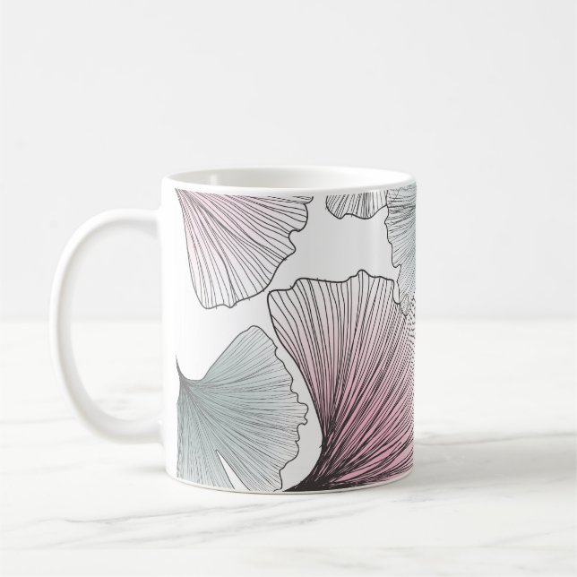Gingko Biloba von Hand gezeichnet. Kaffeetasse (Links)