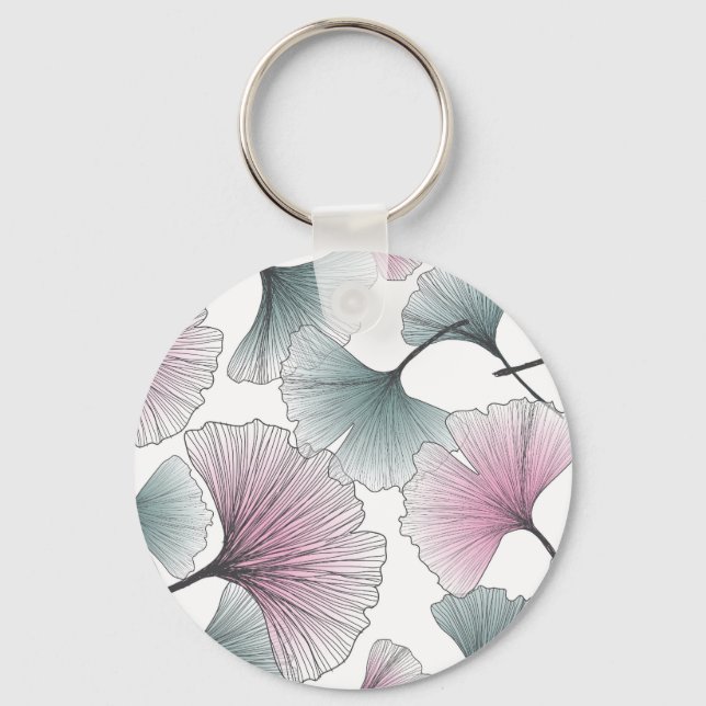 Gingko Biloba von Hand gezeichnet. Schlüsselanhänger (Vorderseite)