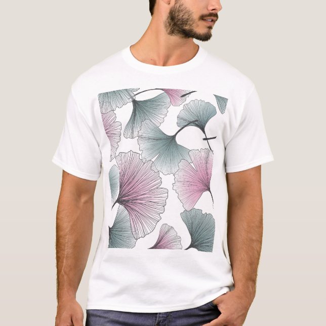 Gingko Biloba von Hand gezeichnet. T-Shirt (Vorderseite)