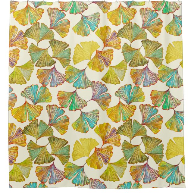Gingko-Blätter: Abstrakte Kunst der Blumen Duschvorhang (Vorderseite)