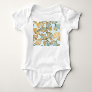 Gingko Blätter Aquarellfarben Nahtloses Muster Baby Strampler