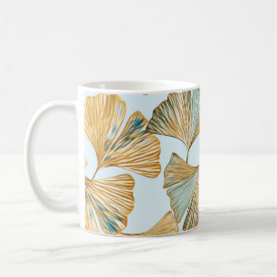 Gingko Blätter Aquarellfarben Nahtloses Muster Kaffeetasse