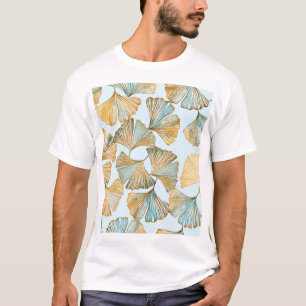 Gingko Blätter Aquarellfarben Nahtloses Muster T-Shirt