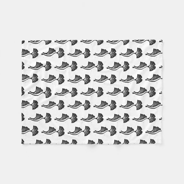Gingko Leaf Lino Print Fleece Blanket (Vorderseite (Horizontal))