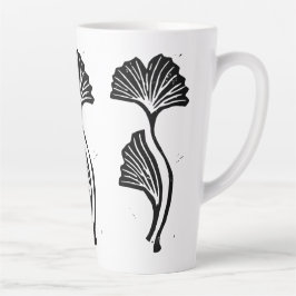 Gingko Leaf Lino Print Latte Tasse