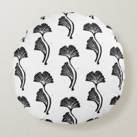 Gingko Leaf Lino Print Throw Kissen