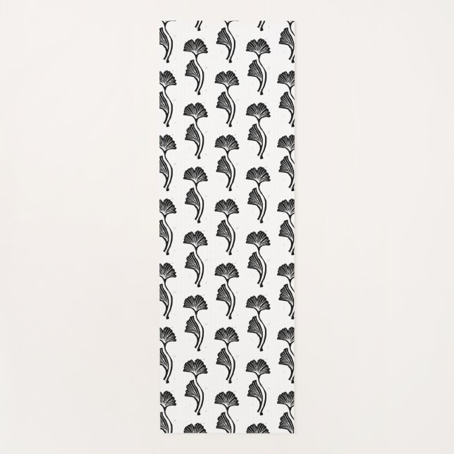Gingko Leaf Lino Print Yogamatte (Vorderseite)