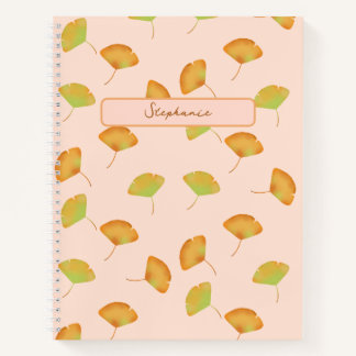 Gingko verlasst gemustertes Spiralnotebook Notizbuch