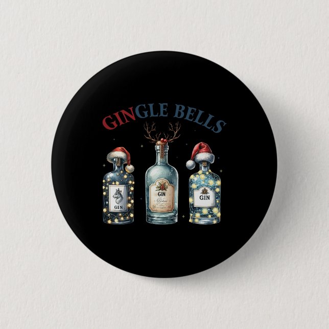 Gingle Bells Funny Gin Gin Bells Christmas Tree Me Button (Vorderseite)