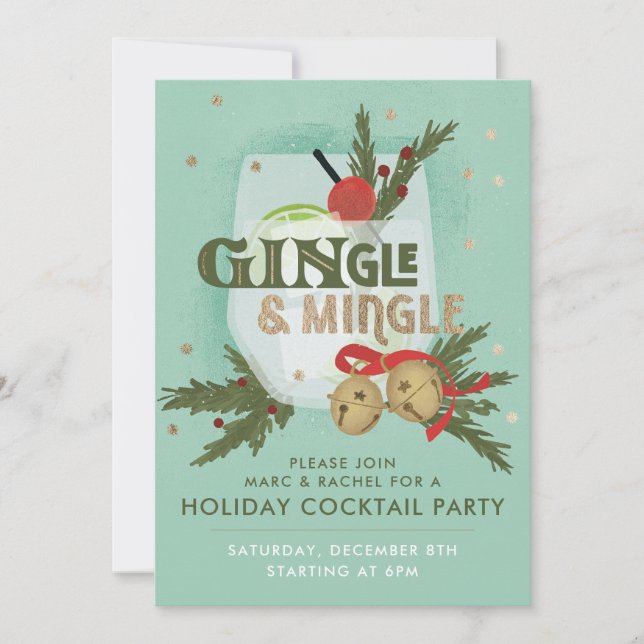 GINgle & Mingle Holiday Cocktail Party Einladung (Vorderseite)