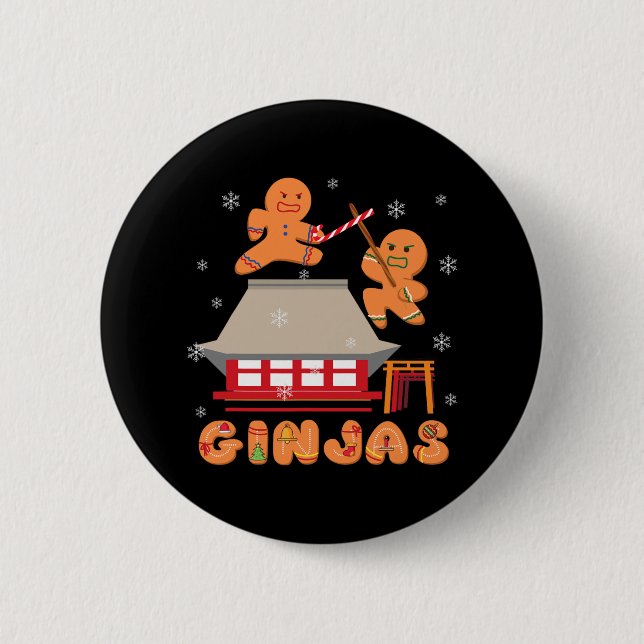 Ginja Ninja Ginjas Gingerbread Ninjas Christmas Gi Button (Vorderseite)