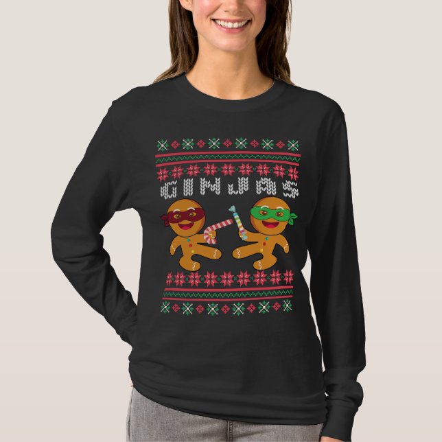 Ginjas Gingerbread Men Ugly Christmas Sweater T-Shirt (Vorderseite)