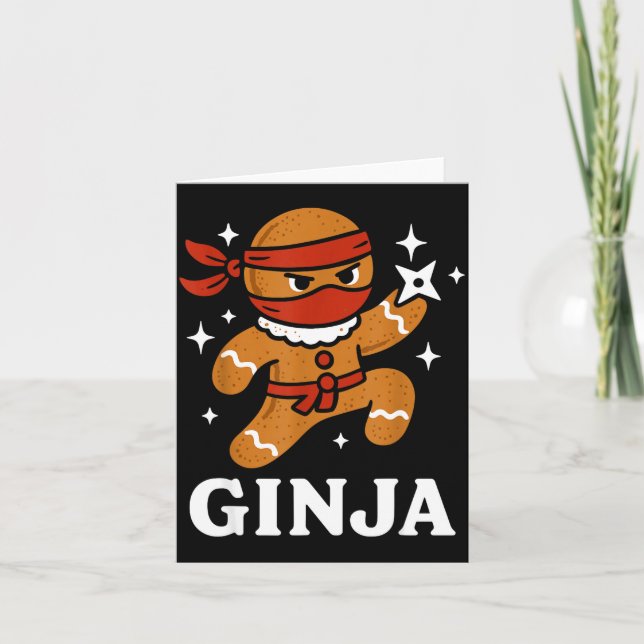 Ginjas Gingerbread Ninja Funny Christmas Cookie Bo Karte (Vorderseite)