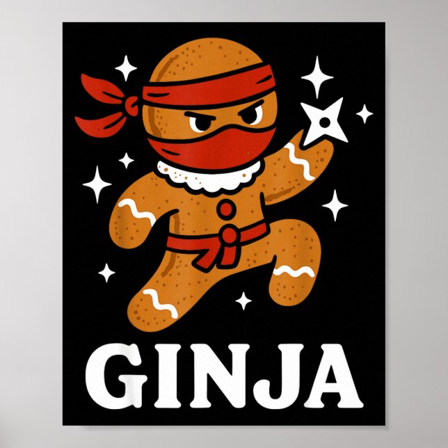 Ginjas Gingerbread Ninja Funny Christmas Cookie Bo Poster (Vorne)