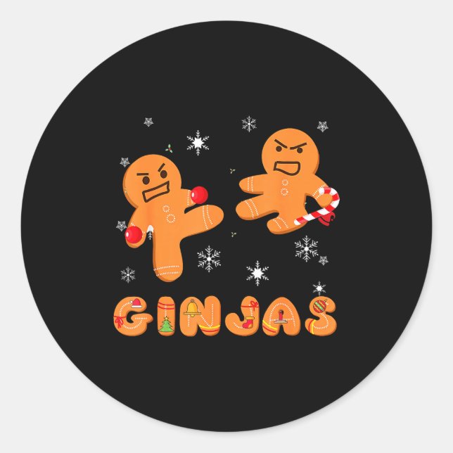 Ginjas Gingerbread Ninjas Funny Ugly Christmas  Runder Aufkleber (Vorderseite)