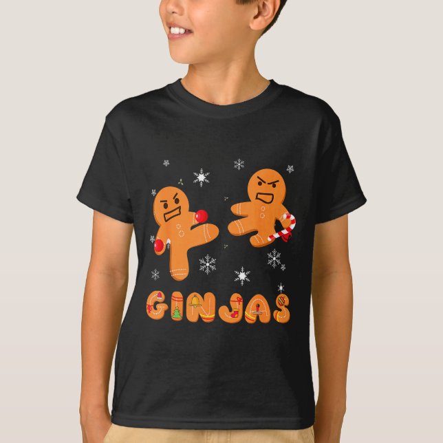 Ginjas Gingerbread Ninjas Funny Ugly Christmas  T-Shirt (Vorderseite)