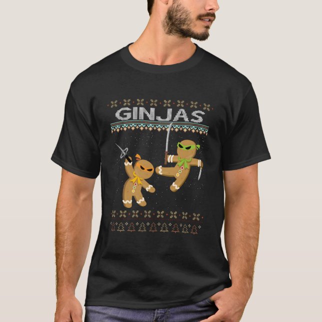 Ginjas Gingerbread Ninjas Hässlich T-Shirt (Vorderseite)