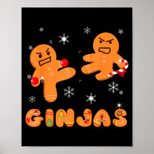 Ginjas Ingwerbrot-Ninjas Lustiges hässliches Weihn Poster
