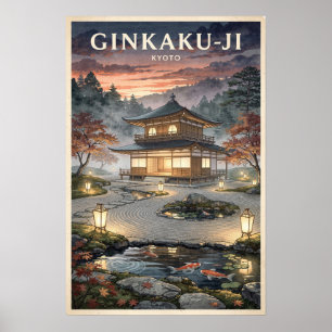 Ginkaku-ji Kyoto Vintage Reise Poster