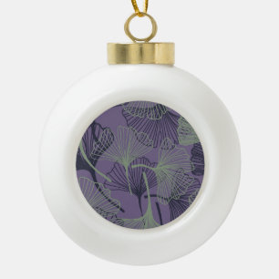 Ginkgo biloba: abstraktes Vintage-Muster. Keramik Kugel-Ornament