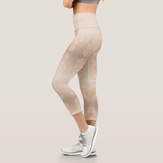 Ginkgo Biloba Botanische Abstrakte Grafik Pinselst Capri Leggings (Links)
