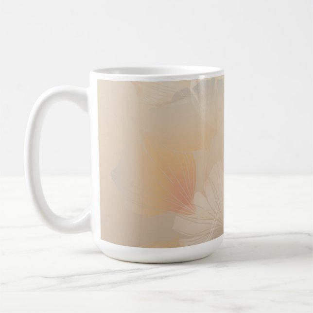 Ginkgo Biloba Botanische Abstrakte Grafik Pinselst Kaffeetasse (Links)