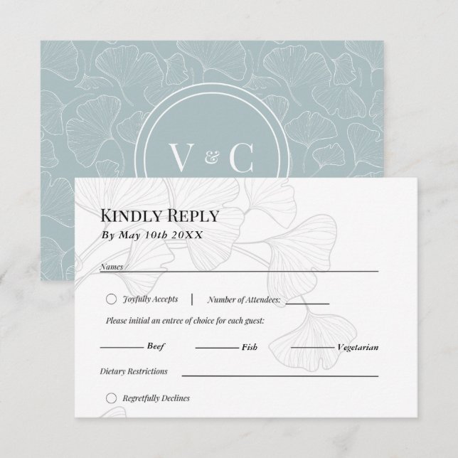 Ginkgo Biloba Dream Wedding Response Card RSVP Karte (Vorne/Hinten)