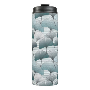 Ginkgo biloba, nahtloses blaues Muster. Thermosbecher