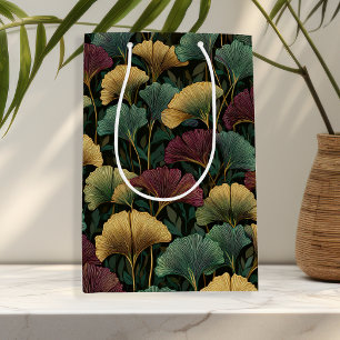Ginkgo-Blatt-Muster Juwel-Töne Geschenktasche Mittlere Geschenktüte