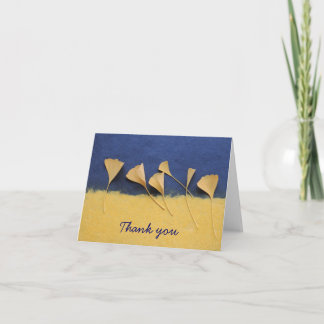 Ginkgo-Blätter auf handgefertigtem Papier Danke
