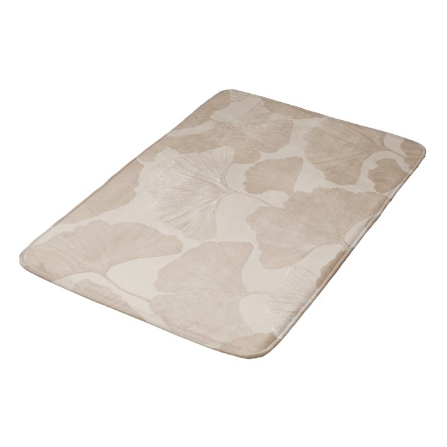 Ginkgo-Blätter Beige Traum 2 Badematte (Schrägansicht)