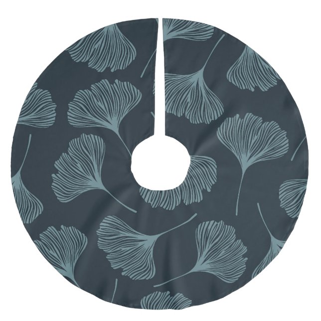 Ginkgo Blätter: Elegantes, nahtloses Muster. Polyester Weihnachtsbaumdecke (Vorderseite)