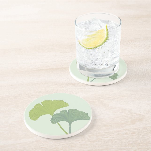 Ginkgo-Blätter - individuell anpassbare Hintergrun Getränkeuntersetzer (Seite)