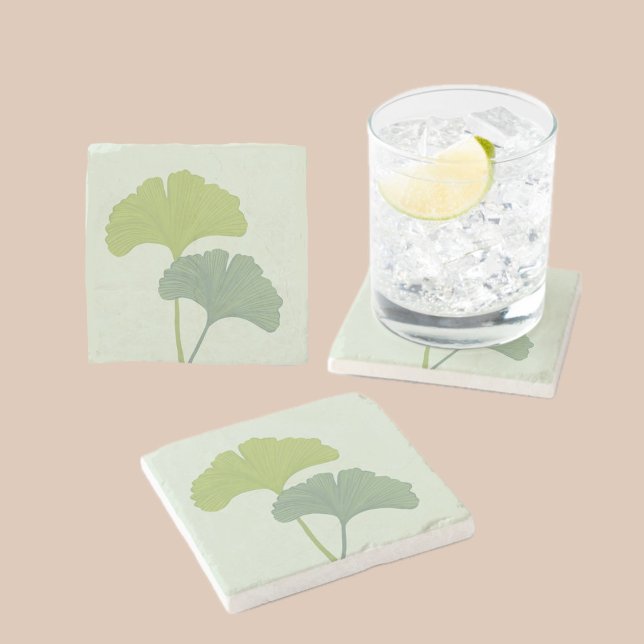 Ginkgo-Blätter - individuell anpassbare Hintergrun Steinuntersetzer (Von Creator hochgeladen)