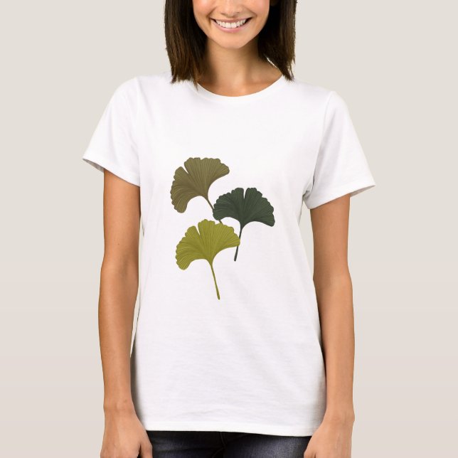 Ginkgo-Blätter - individuell anpassbare Hintergrun T-Shirt (Vorderseite)