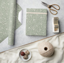 Ginkgo-Blätter Japandi Neutrales Botanisches Salbe Geschenkpapier