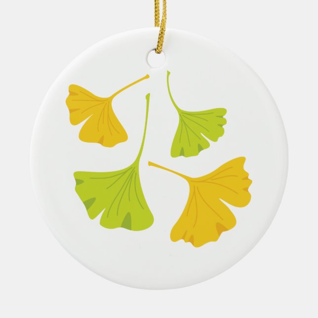 Ginkgo-Blätter Keramik Ornament (Vorne)