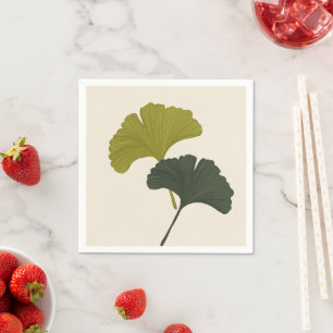 Ginkgo-Blätter mit anpassbaren Hintergrundfarben Serviette