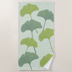 Ginkgo-Blätter mit anpassbaren Hintergrundfarben Strandtuch