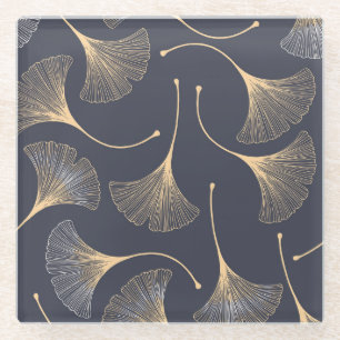 Ginkgo-Blätter Nahtloses Muster Glasuntersetzer