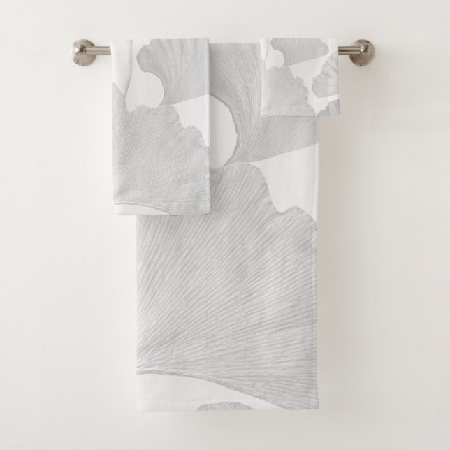 Ginkgo-Blätter Sanft Grauer Traum 2 Badhandtuch Set (Insitu)