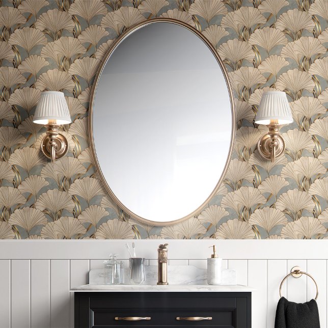 Ginkgo-Blätter und Goldenes Déco Tapete (Von Creator hochgeladen)